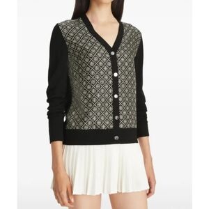 $983 New Tory Burch Silk Front Cardigan And Wool Size Large